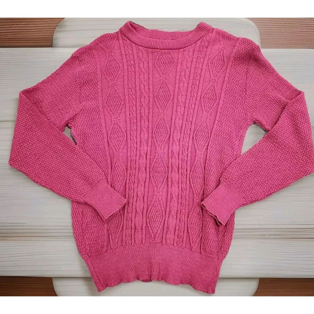 Vintage Womens Knit Sweater Large Maroon Puritan Cottagecore Fall Boho Lagenlook